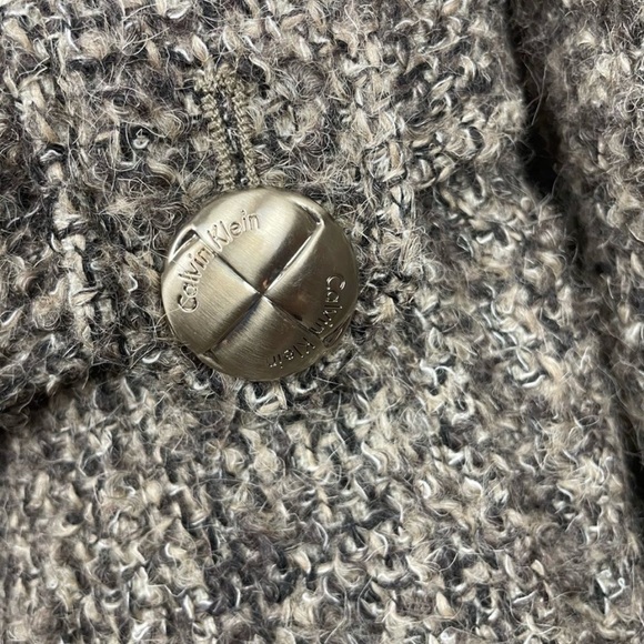 Calvin Klein Long Wool Winter Jacket Oatmeal Color with Sweater Neck Womens Sz 4 - Picture 6 of 7